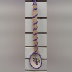 Handmade Wooden Spoon  kitchen Decor Cross Stitching Berry 13.5"